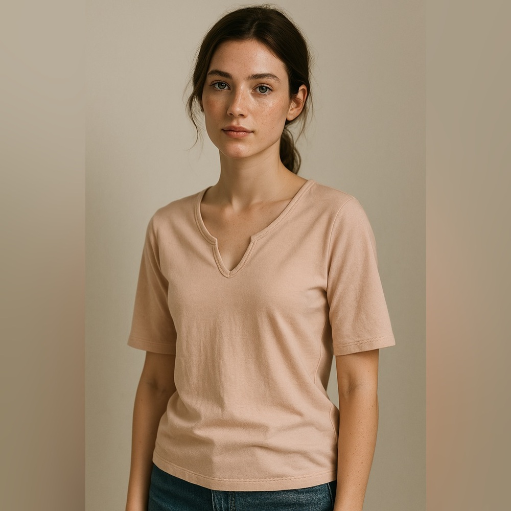 L.O.G.G. Beige T-Shirt, Size S, 95% Cotton, 5% Spandex